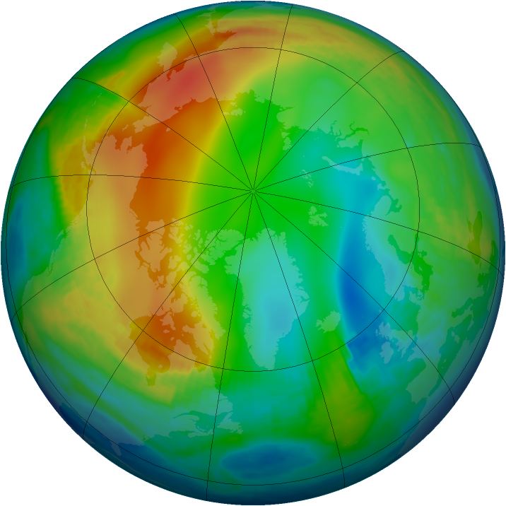 Arctic ozone map for 13 December 1984